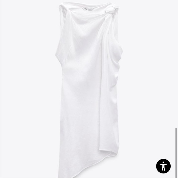 🐚 ZARA BOHO WHITE ASYMMETRICAL LINEN DRESS! - Picture 15 of 16